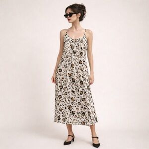 Corey Lynn Calter Leopard Print Midi Slip Dress Size L Petite Sleeveless